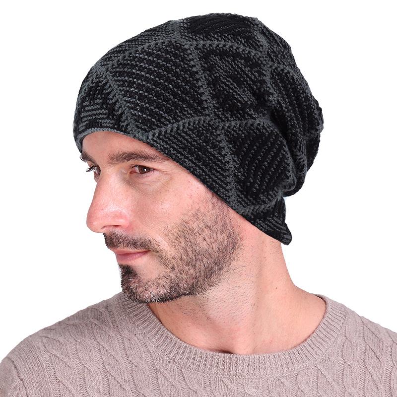

200PCS / LOT 2021 fashion Hot Sale Plaid Print Knitted Hat Winter Hat for Men Casual Warm Ski Cap