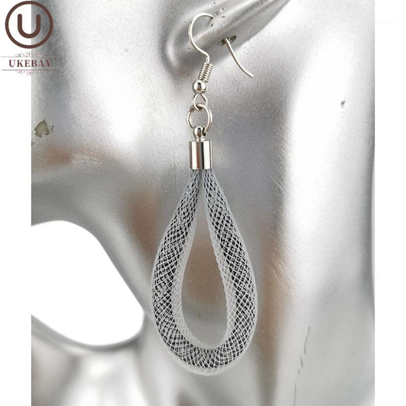 

UKEBAY New Handamde Mesh Jewelry Women Drop Earrings Hollow Design Two Color Mix Female Big Earring White Black Earrings Jewelry1