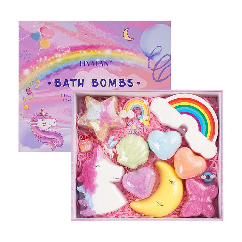 

Luxury Bathbomb Kit For Kid Women Vegan Rich Bubble Colorful Cute Rainbow Cloud SPA Relax Fizzy Bath Bomb Set With Toys Inside