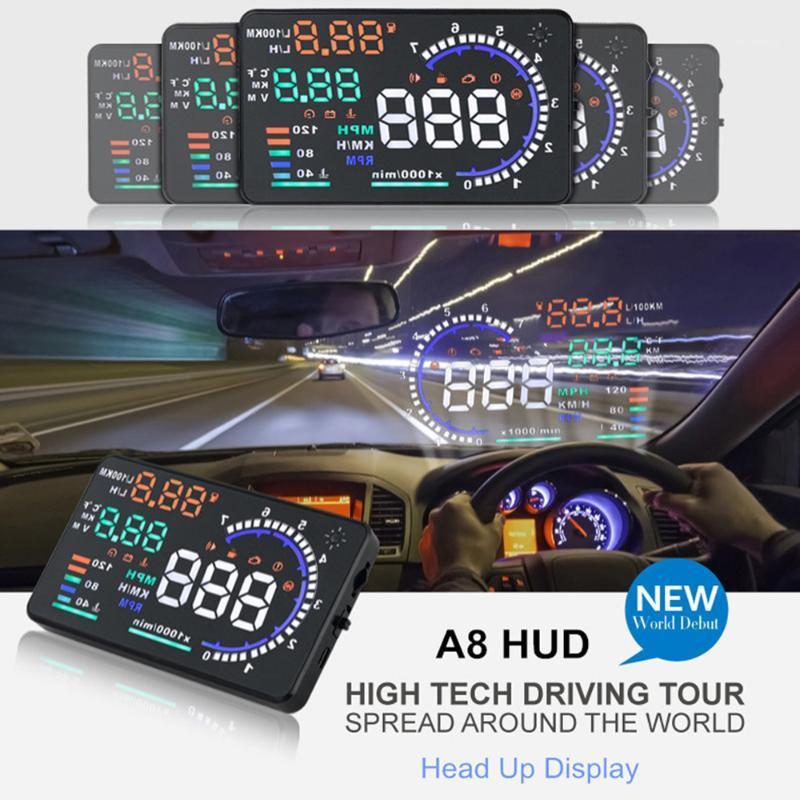 

OBD2 5.5' HUD A8 Car Head Up Display LED Windscreen Projector OBD Scanner Speed Fuel Warning Alarm Data Diagnostic Tool PK D20001