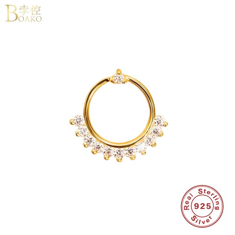 

Boako 100% S925 Sterling Silver Stud Earrings For Women Shiny Crystal Zircon Cute Piercing Earing Jewelry Pendientes Brincos 1PC