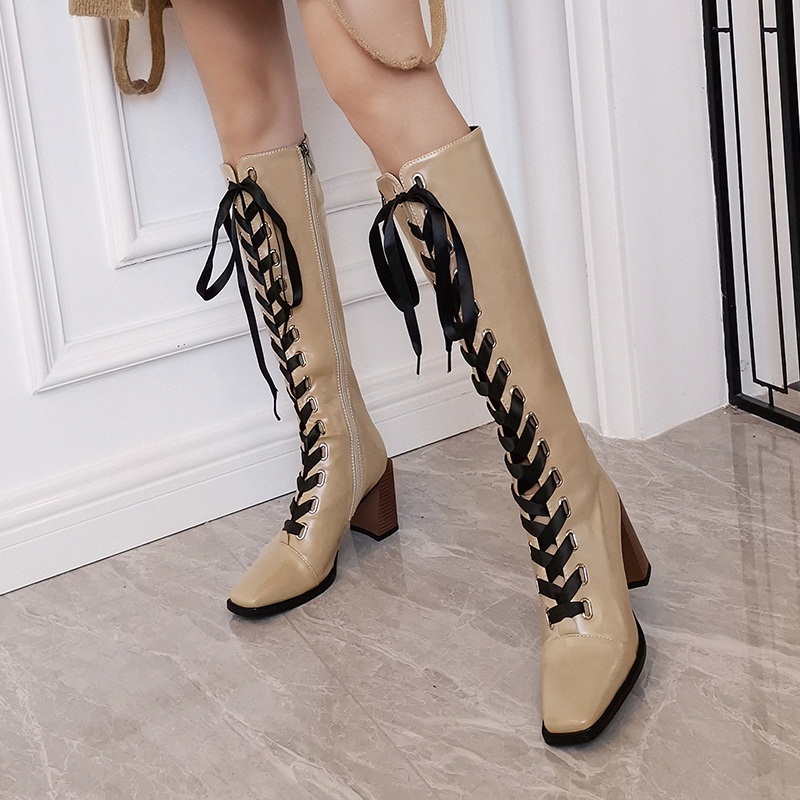 

2021 High Quality Women's New Fall Sexy Winter High-toe Black-toe Toe Shoes Black-brown Woman Knee-high-size Boots F21s, Black nubuck leather