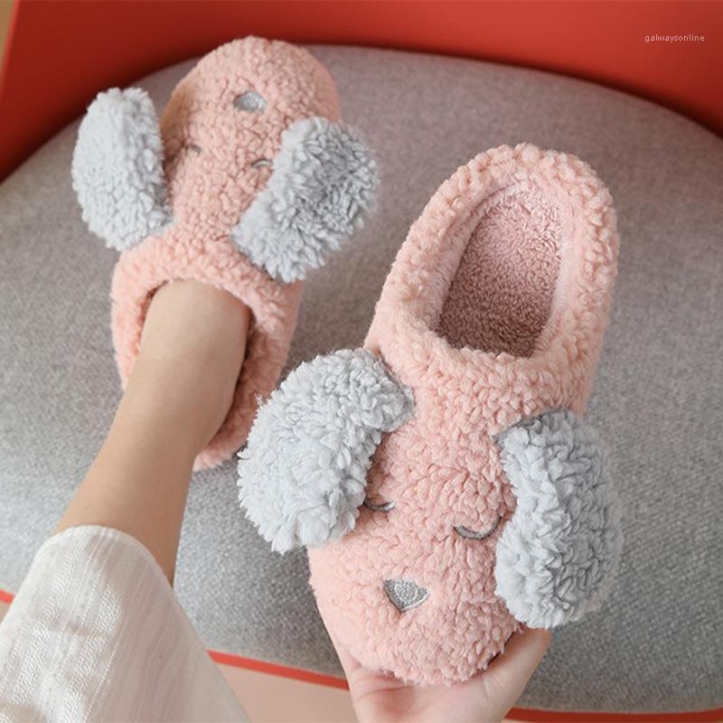 

Women Fluffy Cotton Slippers Ladies Cartoon Dog Winter Non-slip Waterproof Platform Slipper Home Thick Soled Female Shoes 20201, Pink