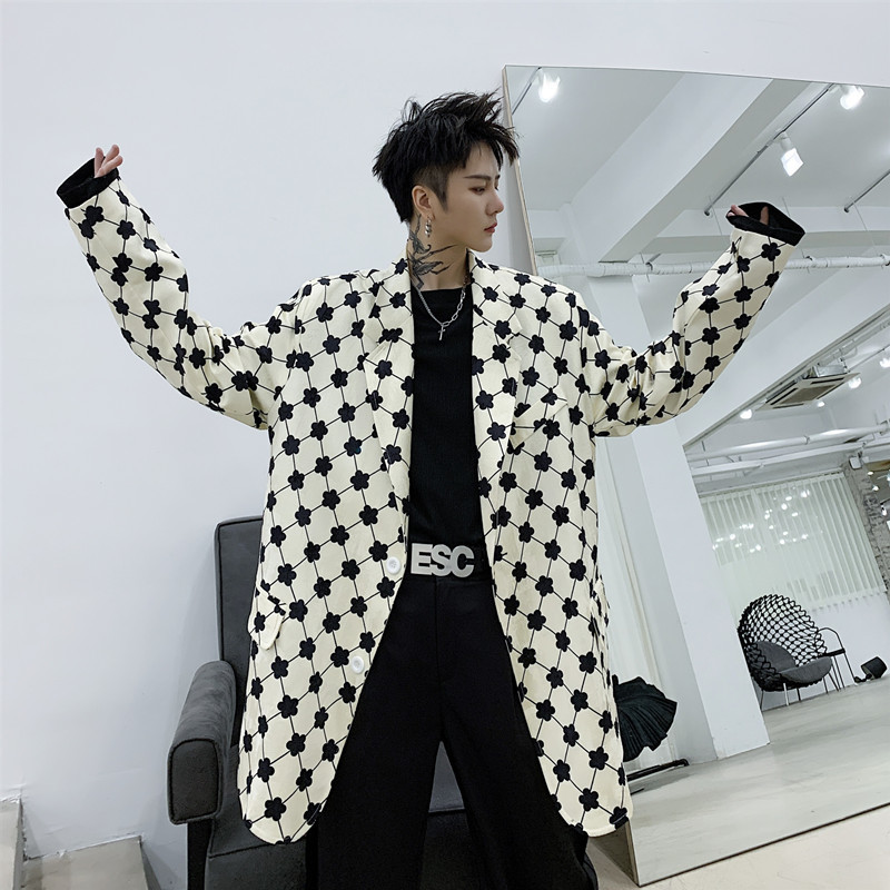 

2020 Suit Male Small in the Fashionable Flower Blazer Spring Hair Stylist Slash Singer Fine Jacket 1492, Beige