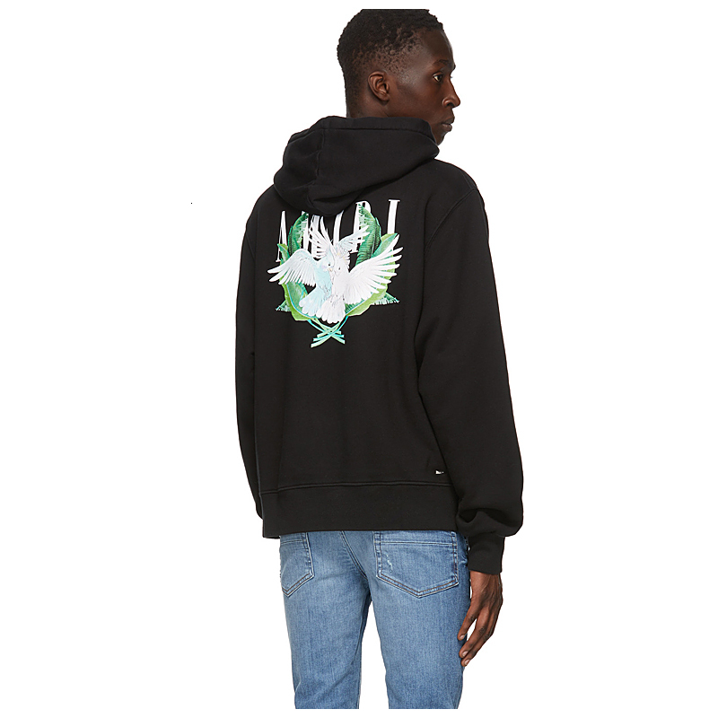 

2021 Style Autumn Winter New Parrot Printed Men' and Women' High Street Fashion Oversize Hoodie 751v, Black