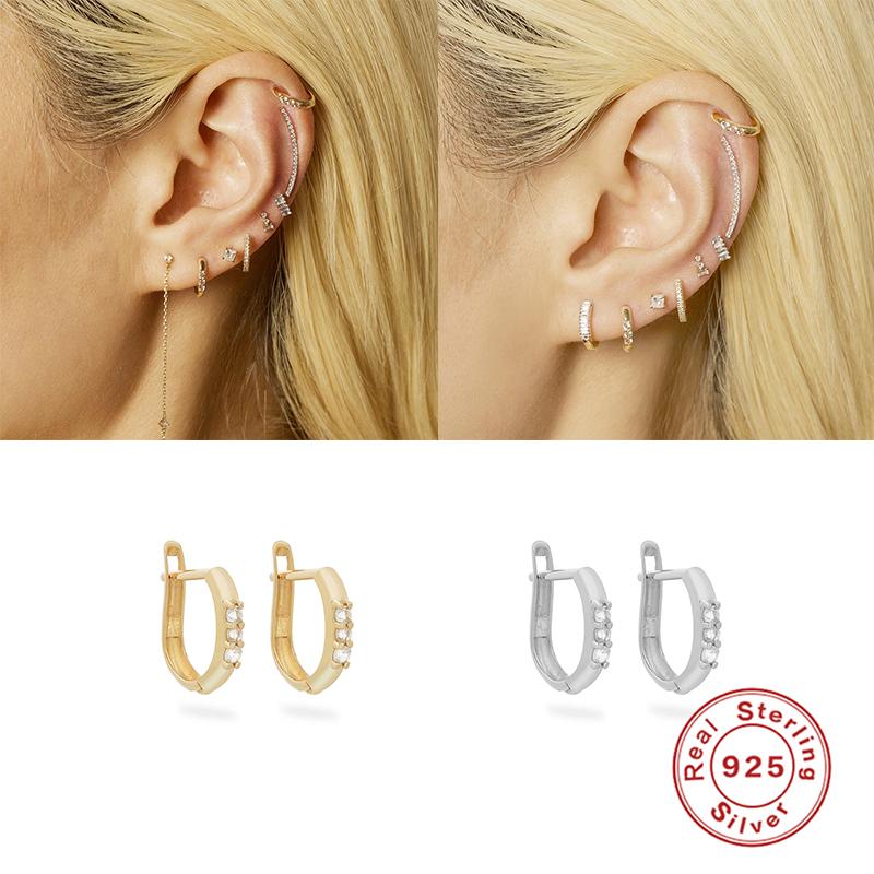 

Luxury 925 Sterling Silver Hoop Earrings For Women Earring Moon Pendant Earrings brinco Fine Jewelry oorbellen Couple Gift