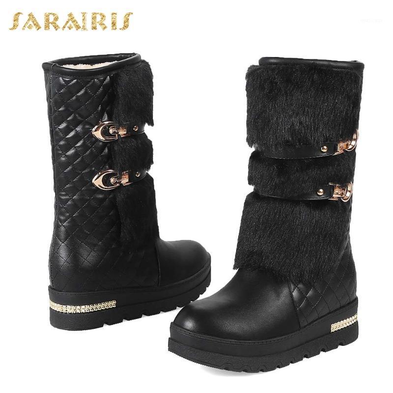 

Lapolaka 2021 New Arrivalscomfy Platform Warm Plush Winter Snow Boots Woman Shoes Metal Decoration slip-on Office Shoes Ladies1, Black