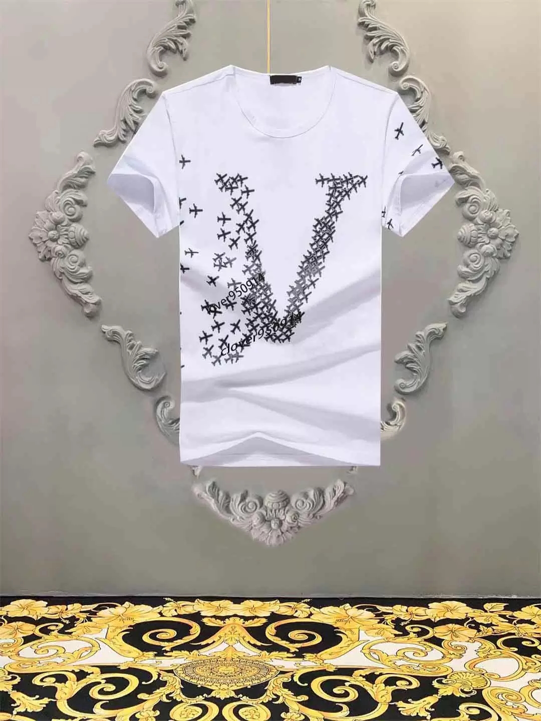 

printing airplane pattern men's t shirt Largete size loose fashion personality SS22 men design shirts women's short high quality black and whi