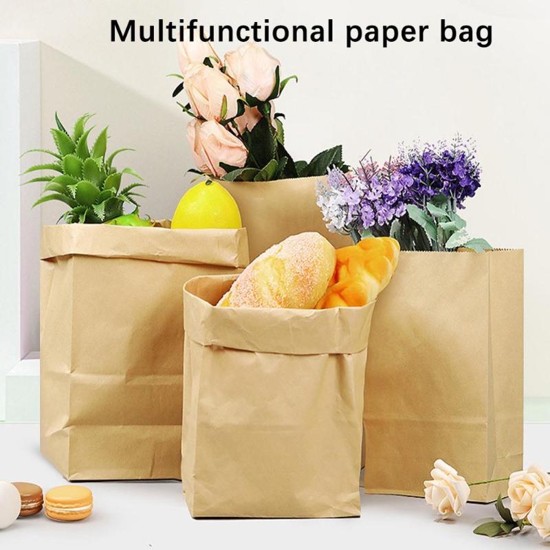 

Fine Kraft Paper Bags Recyclable Wedding Gift Biscuit Candy Bread B aking Takeaway Bag Packing Square Storage Bags Organizer