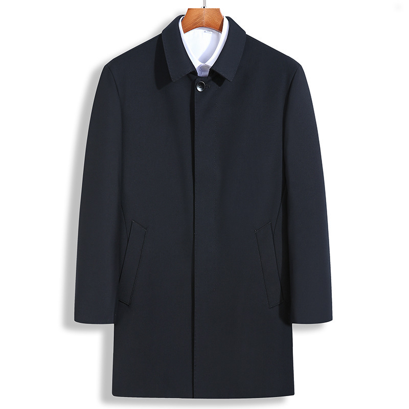 

Spring big yards men's business casual windbreaker nutty loose dad long fatty cape coat in wholesale, Black