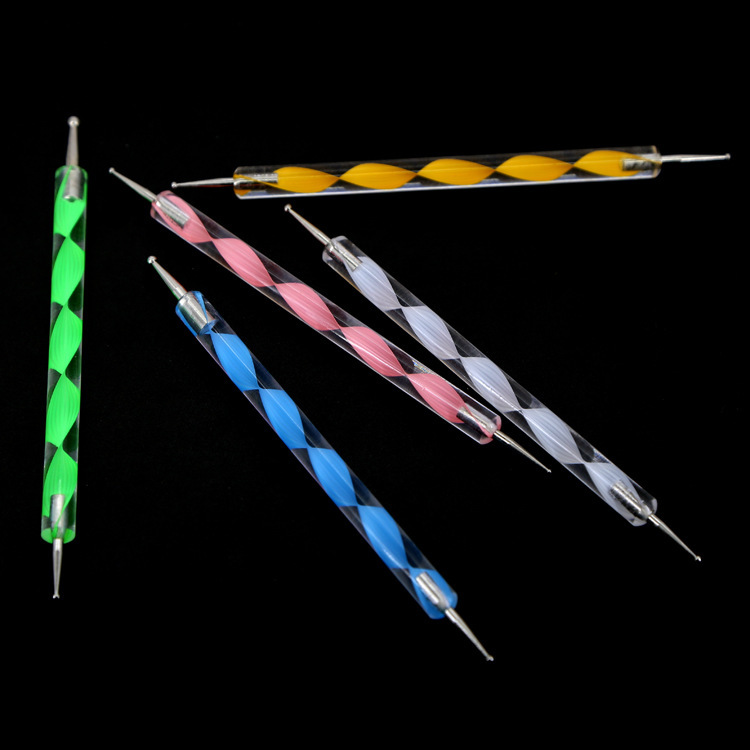 5Pcs 2way Dotting Pen Marbleizing Tool Nail Polish Paint Manicure Dot Nail Art Set 5colors RRA3657-image-591575944