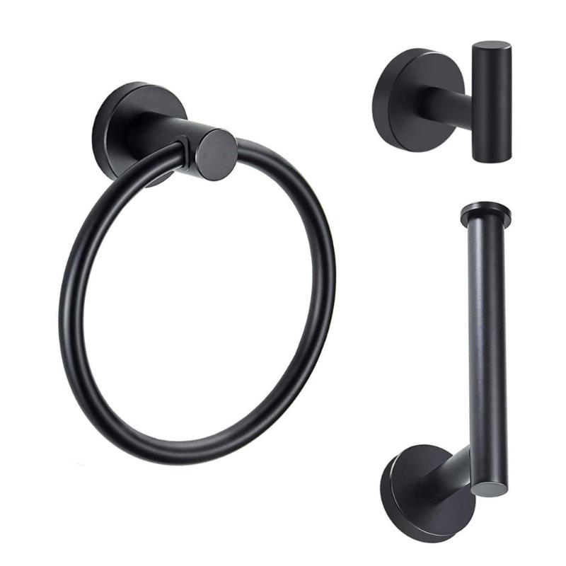 

3Pcs Multi-functional Bathroom Storage Rack Practical Towel Ring Towel Bar Set