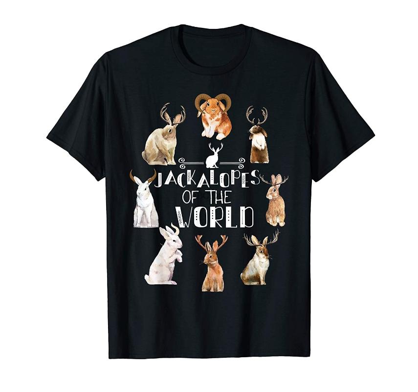 

Men's T-Shirts Jackalope T Shirt Cryptozoology Camping Gift T-Shirt, White;black