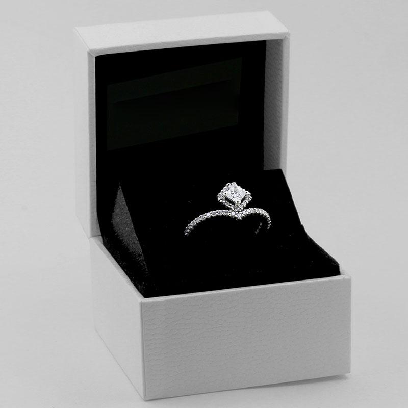

Factory wholesale 925 Sterling Ring Silver Square Sparkle Wishbone with Cz Stones Fit Jewelry Engagement Wedding Lovers Fashion Ring