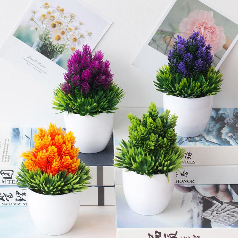 

Artificial Plastic Balcony Potted Plant Bonsai Simulation Flower Grass Birthday Party Office Desk Ornaments Wedding Home Decor, Green