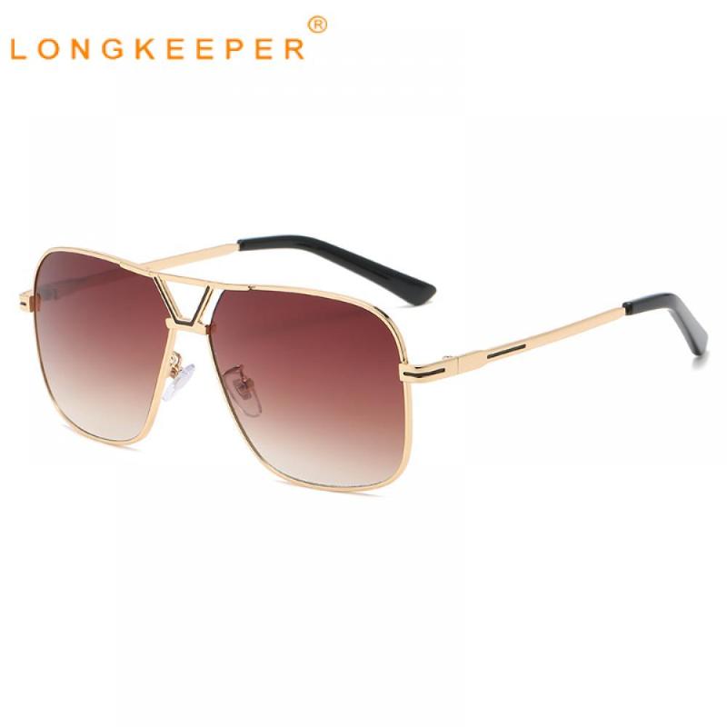 

LongKeeper 2021 Square Sunglasses Women Men Vintage Metal Oversized Sun Glasses Male Gradient Driving Shades Gafas de sol hombre