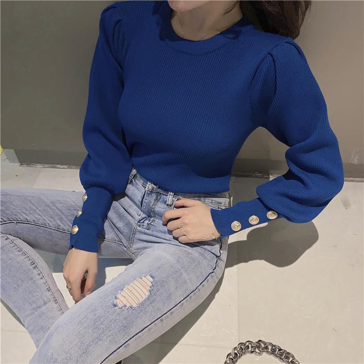 

2020 Women Slim Sweater Autumn Winter Long Sleeve Black Blue Basic Knitted Sweater Female Casual Pullover Top Fashion Streetwear