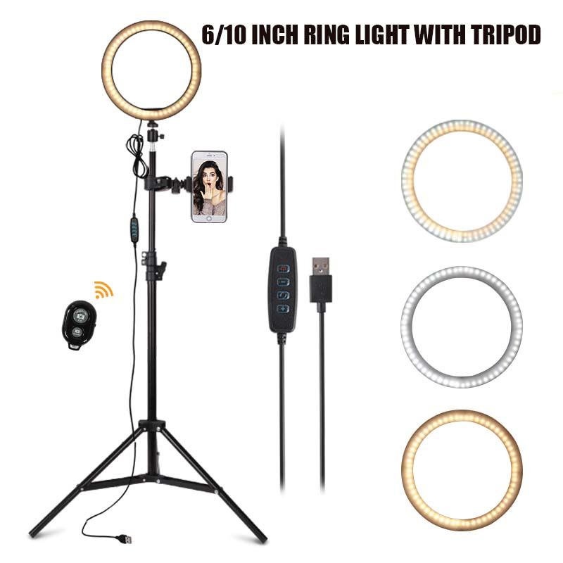 

6/10 Inch Ring Light With 1.6m Tripod Photography Youtuber Live Product LED Light Photography Photo Ring Lamp