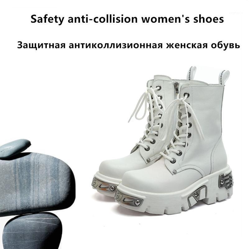 

Autumn Motorcycle Boots Women New Fashion British Style Leather Safety Anti-collision Design Non-slip Platform Ankle Boots Women1, Black