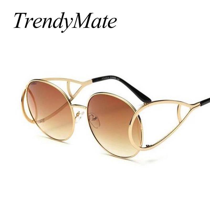 

Hot Newest Lady's Retro Sunglasses Oval Female Oculos Luxury Round Goggles Eyewear Alloy Frame Cool Sun Glasses for Women 708M