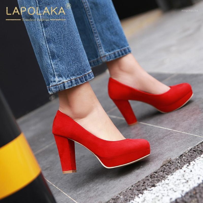 

Lapolaka New Fashion 2020 Concise Office Ladies Pumps Woman Shoes Slip On Chunky High Heels Platform Dropship Shoes Women1, Beige