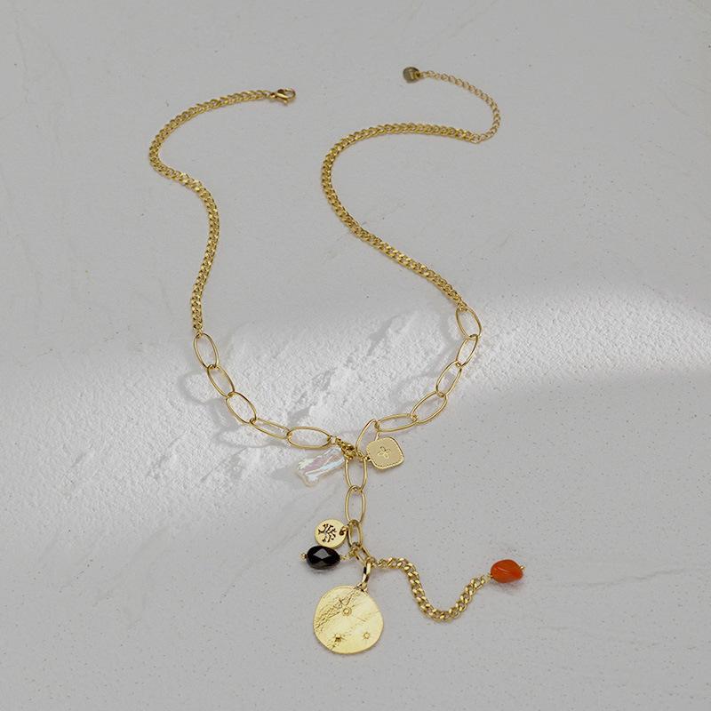 

Pendant Necklaces Ins Trend Stainless Steel Necklace Geometric Six Pointed Star Compass Temperament Simple Clavicle Chain Female