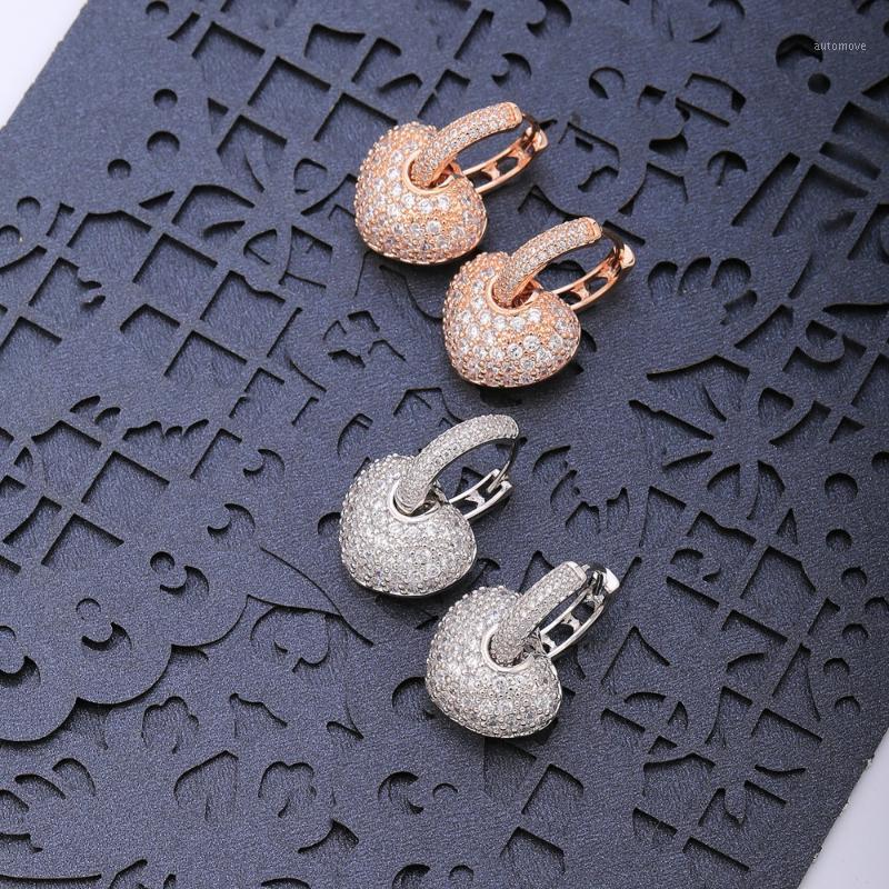 

Luxury Cubic Zirconia Stone Heart Earrings Jewelry Charming Cute Hoop Earring For Women Fashion Wedding Party Gift 2021 new Gift1