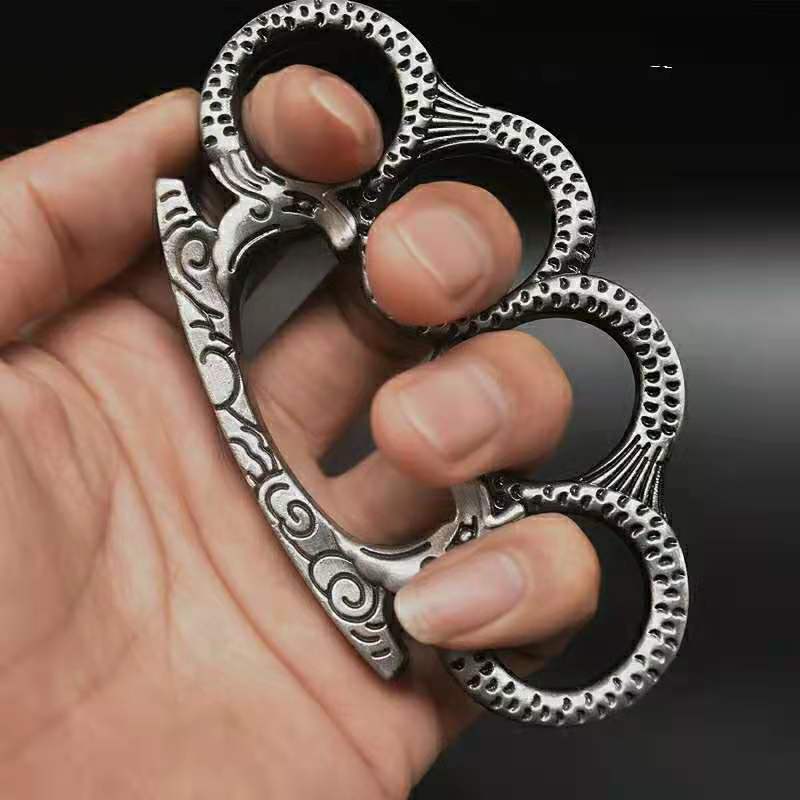 

Double dragon alloy finger tiger martial arts fighting equipment with fist clasp ring iron four finger tiger self defense weapon hand brace