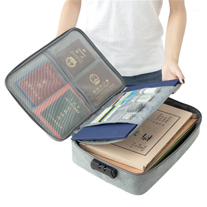 

With Coded Lock Multi-functional Certificate Storage Bag Multi-layer Large Capacity File Bill File Account Passport Sorting Bag1