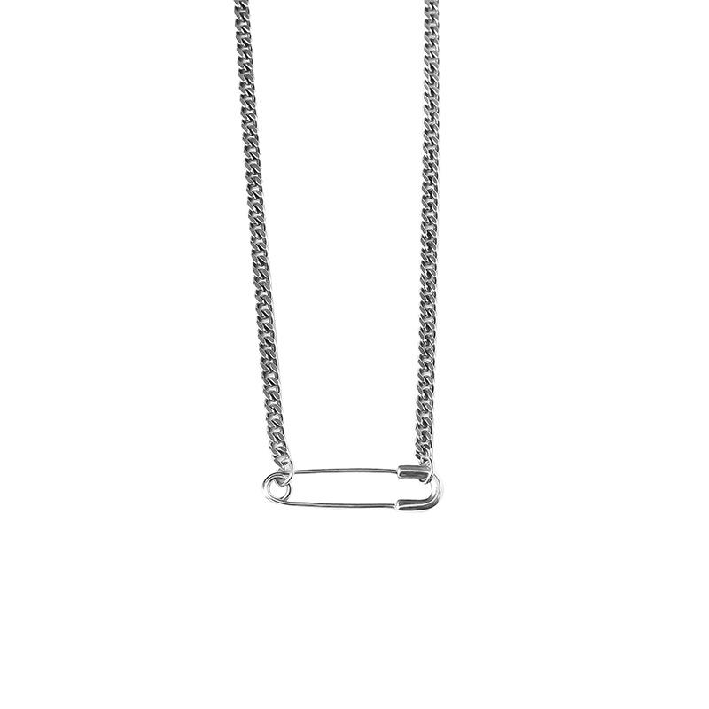 

TIMEONLY Minimalist Brooch Sweater Necklace Small Linked Chain Choker Necklaces for Women Ladies Accessories Street Style Party