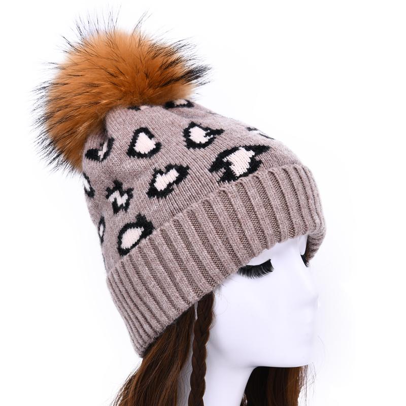 

Winter Hat Soft Wool Cashmere Knitted Beanie Bonnet Wholesale Leopard Women Beanies