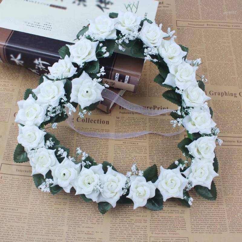 

Romantic Hanging Rose Flower Wreath Valentine Garland For Wedding Party Home Decorations1, White