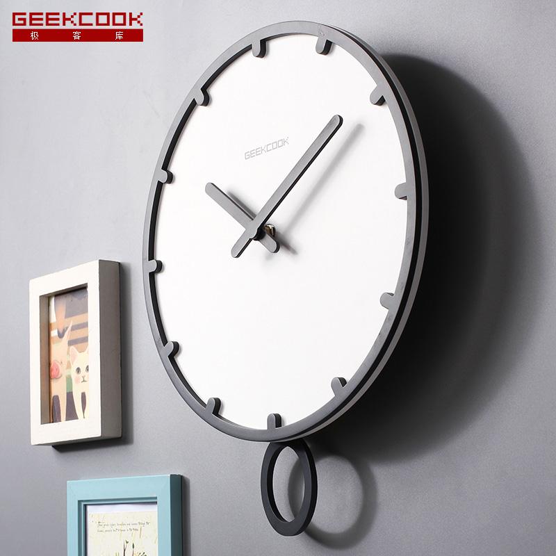 

Swing large wall clock modern design 3d vintage frameless wall clock living room craft set clocks Wooden White 12 14 inch
