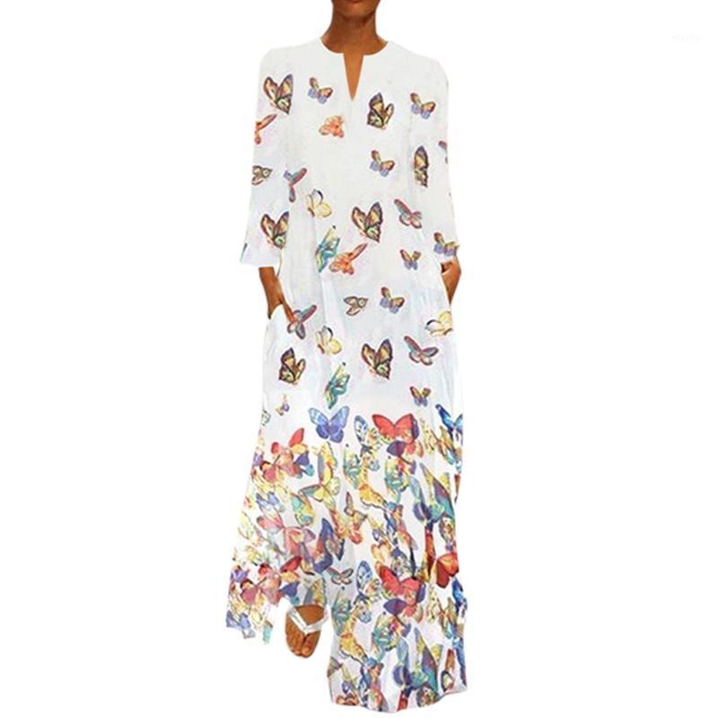 

VICABO Women Dress Long Butterfly Printed Summer Dresses 2020 Ladies Clothing Casual Beach Boho Women' Dresses Plus size #s1, Pink
