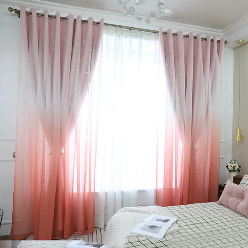 

2020 Rushed Curtains Modern Kids Room For Bedroom Hollow Out Stars For Living Rainbow Tulle Children's Window Treatments, 1pc curtain tulle