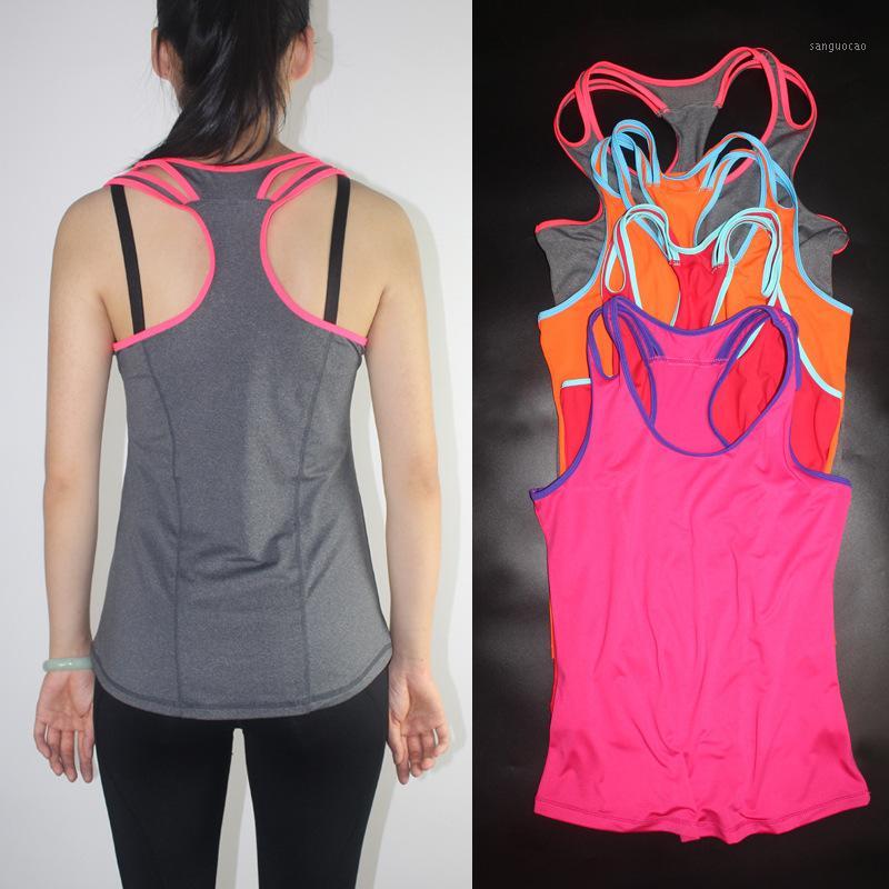 

Women Sports Jerseys Sleeveless T Shirt Double Halter Tank Top Fitness Running Yoga Gym Clothes Quick Dry Running Vest Singlets1, Orange