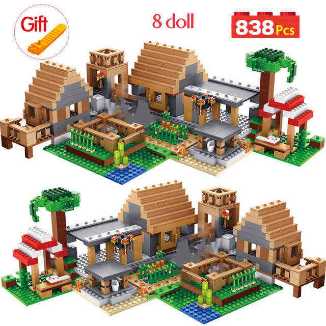 

My World The Farm Cottage Building Blocks Compatible Minecrafted Village House Figures Brick Toys For Children Y220214