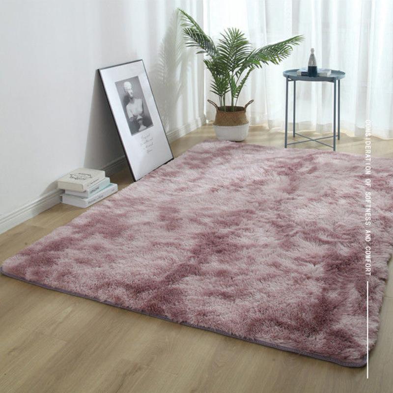 

Carpet Tie Dyeing Plush Soft Carpets For Living Room Bedroom Anti-slip Floor Mats Bedroom Water Absorption Carpet Home Rugs1, Pink s