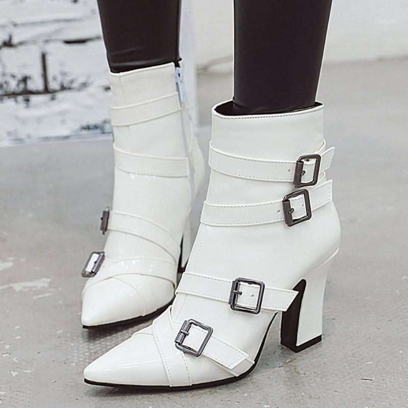 

Pointed Toe Square Heel Female Boots Super High Heel Ankle Boots 2020 New Arrivals Hot Sale Women Ankle Women Shoes1, White gray add fur