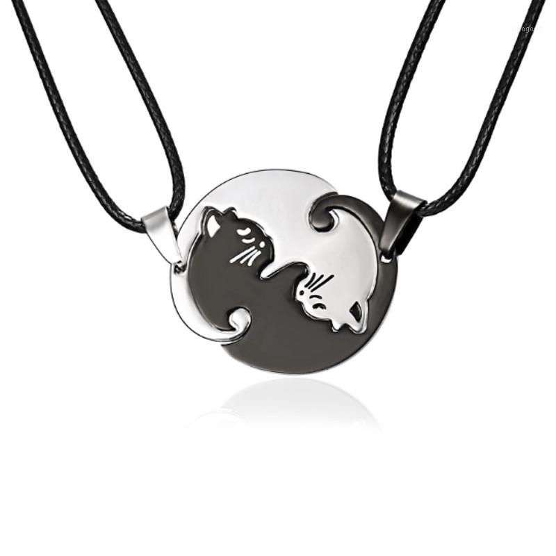 

Pendant Necklaces Simple Animal Cat Necklace Stainless Steel Black White Kitten Trendy Couples Jewelry Gifts1