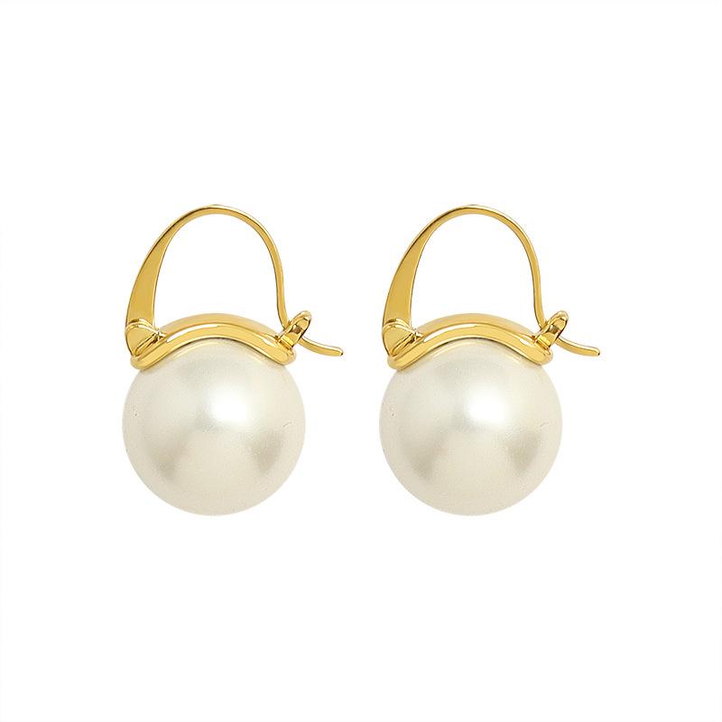 

Stud Luxury Designs Large Pearl Earrings For Women Girls 2021 Bijoux Gold Color Stainless Steel Ear Buckle Party Jewelry Gifts