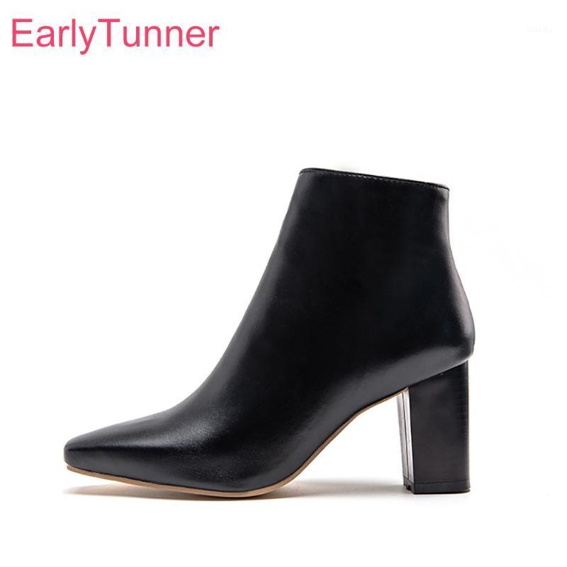

Brand New Elegant Black White Women Ankle Nude Boots Sexy 3 inch Heels Office Lady Dress Shoes EM91 Plus Big Size 10 43 471