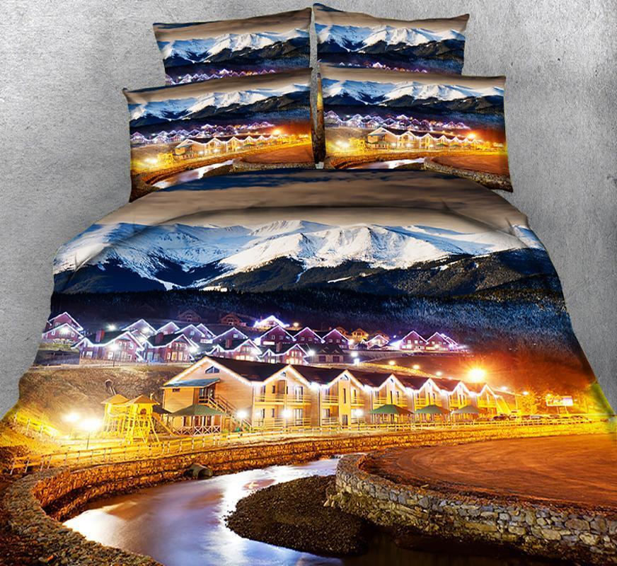 

3D Bedding Set Queen Size Bedsheet Pillowcase Bed Cover Duvet California King Bed Linen  King Night Scene Decoration Print1, 3d bedding set1