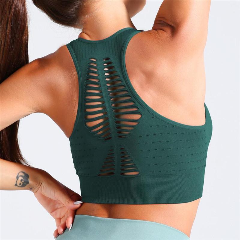

NEW Seamless beauty back bra mesh breathable sports underwear quick-drying -proof yoga GYM running wear workout clothing1, Green