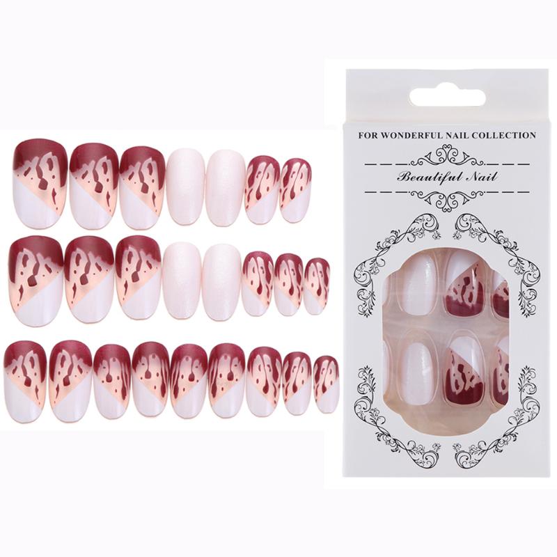 

24Pcs/Box False Nail Tips with Design Halloween Makeup Blood Drop Manicure Full Cover With Glue Press on Nails Patch Removable, 1 set