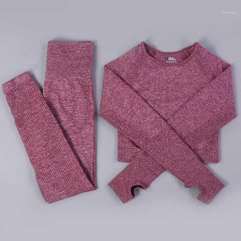 

Custom Logo Women 2021 Fitness Long Sleeve And Leggings Gym Clothing Workout Seamless Yoga Set1, Black