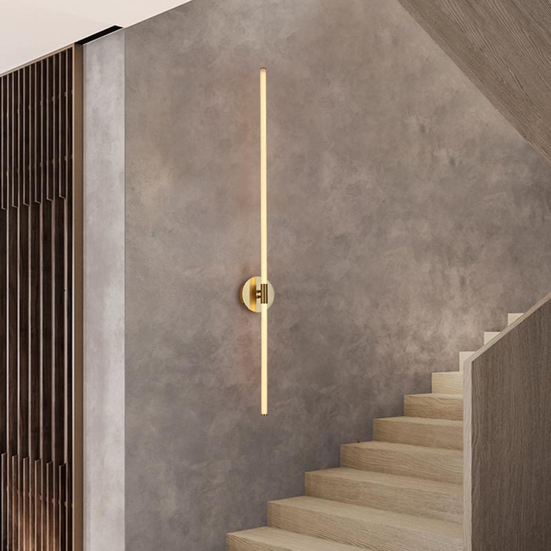 

Gold Color Modern LED brief bedroom study wall lights simple bedside lamp Creative 360 degree light Living room Home wall lamps