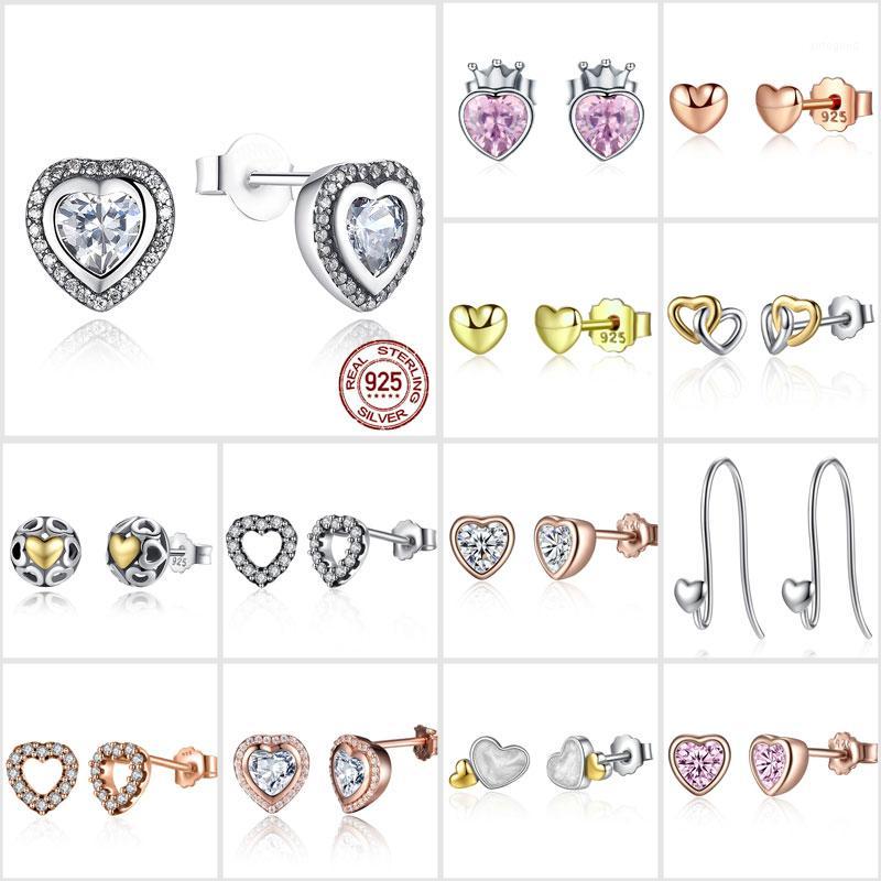 

Stud Fashion 11 Styles 925 Sterling Silver Heart Shape Crystals Small Earring Earrings For Women Jewelry Brincos WEUS4431