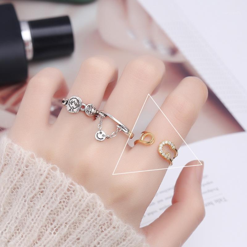 

Cluster Rings Japan And Korea S925 Pure Silver Pin Paper Clip Tail Ring Temperament Micro Articulation Female Jewelry Holiday Gift, Golden;silver