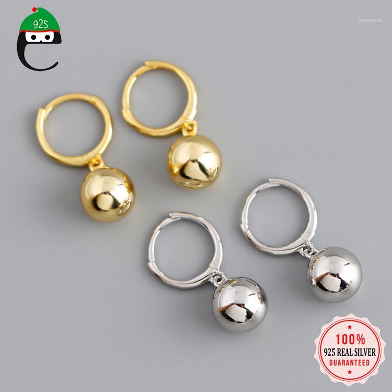 

ElfoPlataSi Real 925 Sterling Silver Fashion Sweet INS 8mm Beads Charm Hoop Earring For Women Wedding Party S925 Jewelry DA17881